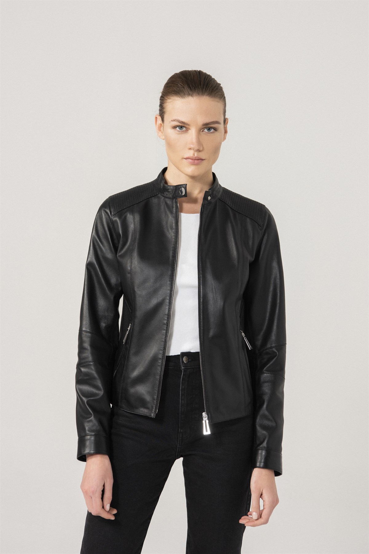 Black Leather Bomber Jacket Real Leather Jacket Best Gift For Her