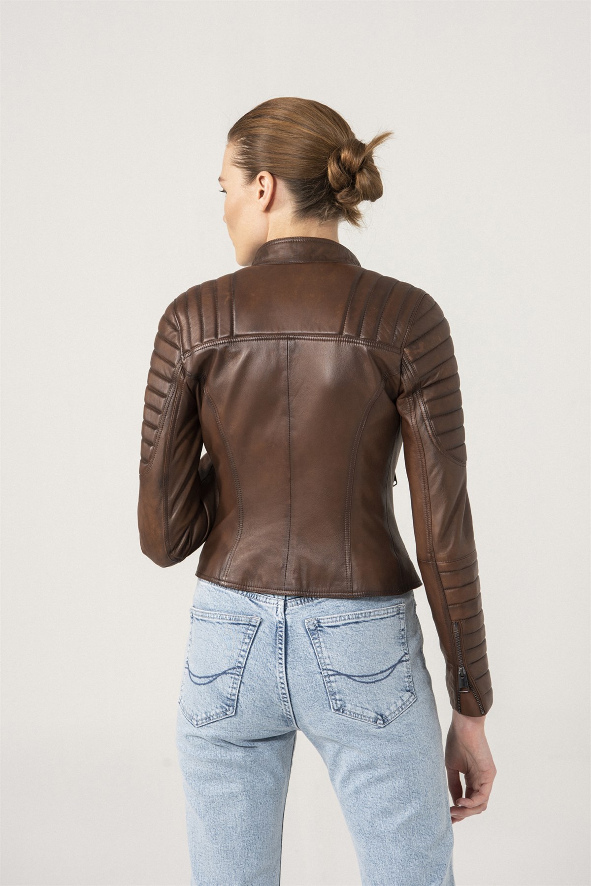 discount 57% ONLY biker jacket Brown S WOMEN FASHION Jackets Leatherette 