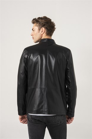 MEN'S LEATHER JACKETCarlos Men Sports Black Leather Jacket