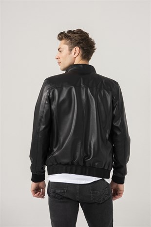 MEN'S LEATHER JACKETCedric Men Sports Black Leather Jacket