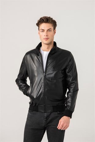 MEN'S LEATHER JACKETCedric Men Sports Black Leather Jacket