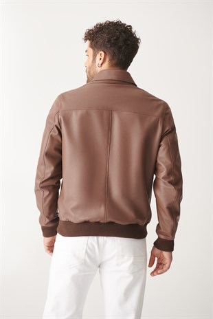 MEN'S LEATHER JACKETFERGUSON Tan College Leather Jacket