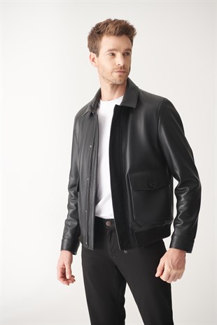 MEN'S LEATHER JACKETPARKER Black College Leather Jacket