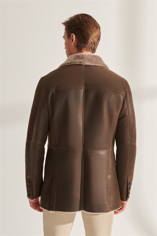 MEN'S COATKELVIN Men Khaki Shearling Leather Coat