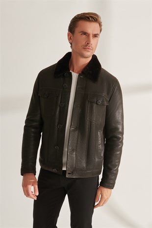 MEN'S SHEARLING JACKETDIEGO Men Brown Shearling Leather Jacket