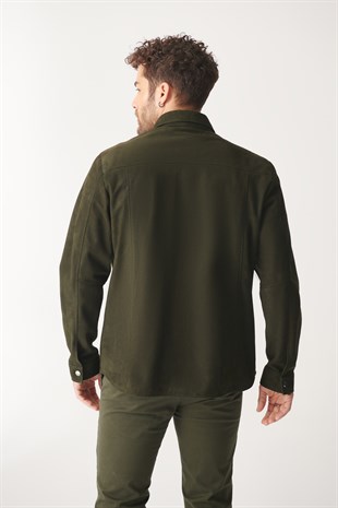 MEN SUEDE JACKETFELIX Green Suede Shirt Jacket