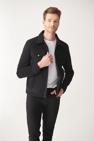 SAMUEL Black Suede Leather Jacket