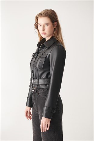 WOMEN'S LEATHER JACKETAMARA Black Sport Leather Jacket
