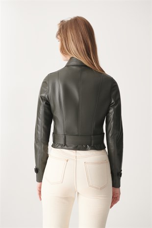 WOMEN'S LEATHER JACKETAMARA Green Sport Leather Jacket