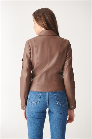 WOMEN'S LEATHER JACKETDEMI Tan Sport Leather Jacket