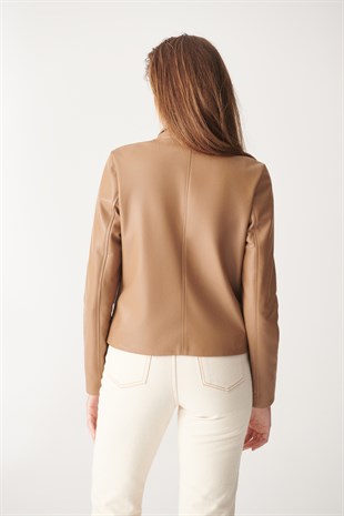 WOMEN'S LEATHER JACKETJULIET Light Brown Sport Leather Jacket