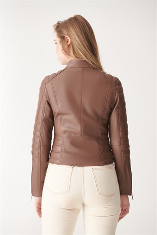WOMEN'S LEATHER JACKETSTELLA Tan Sport Leather Jacket
